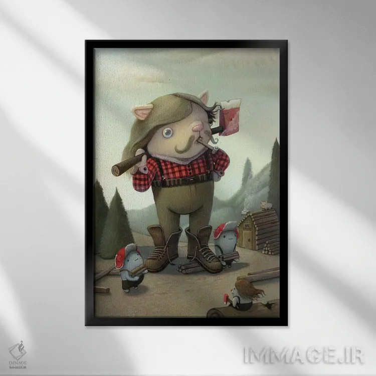 تابلو دکوراتیو هیزم شکن اثر کریستین آدام - نمای قابدار مشکی