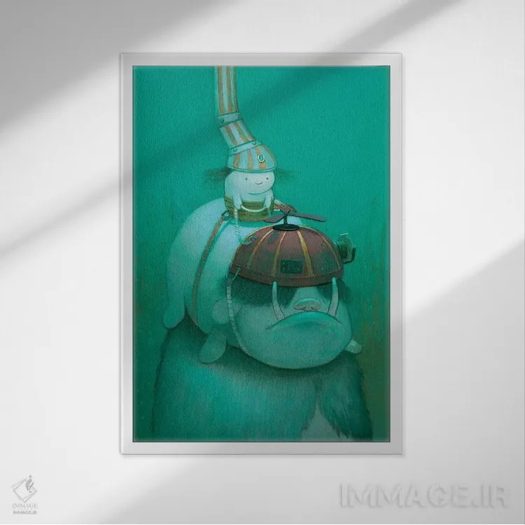 تابلو دکوراتیو در جستجوی جلبک دریایی اثر کریستین آدام - نمای قابدار سفید