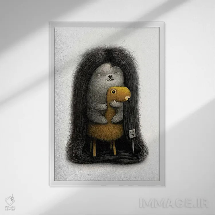 تابلو دکوراتیو خردل اثر کریستین آدام - نمای قابدار سفید