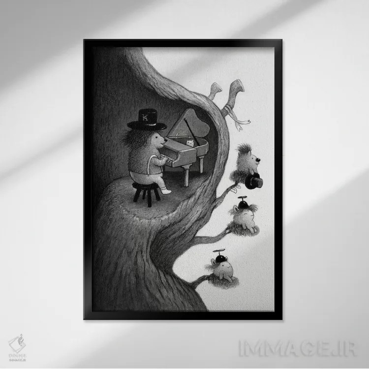 تابلو دکوراتیو ملودی صبحگاهی اثر کریستین آدام - نمای قابدار مشکی
