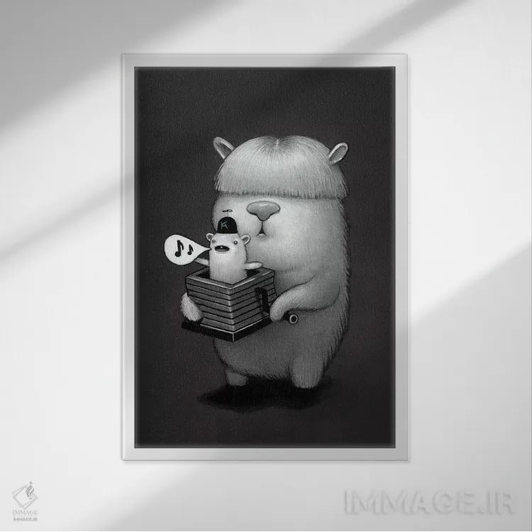 تابلو دکوراتیو جعبه موسیقی اثر کریستین آدام - نمای قابدار سفید