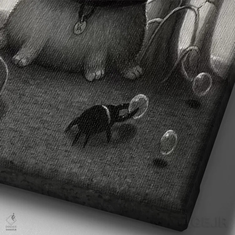 تابلو دکوراتیو پسران حبابی اثر کریستین آدام - نمای نزدیک بافت بوم