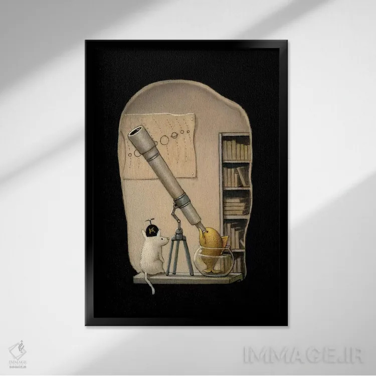 تابلو دکوراتیو ستاره شناس جوان اثر کریستین آدام - نمای قابدار مشکی