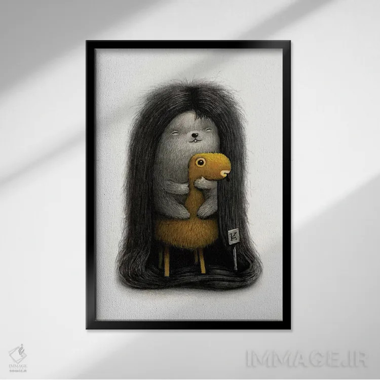 تابلو دکوراتیو خردل اثر کریستین آدام - نمای قابدار مشکی