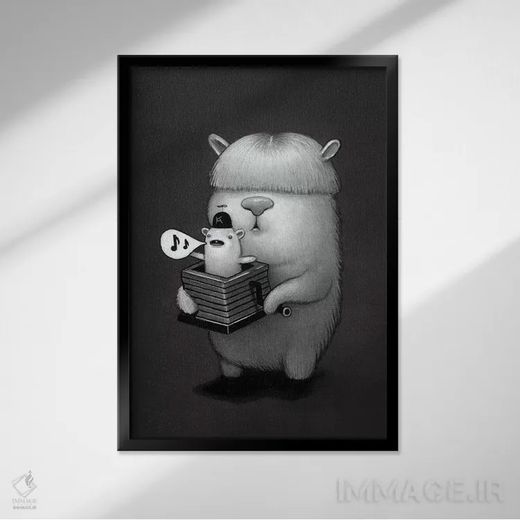 تابلو دکوراتیو جعبه موسیقی اثر کریستین آدام - نمای قابدار مشکی