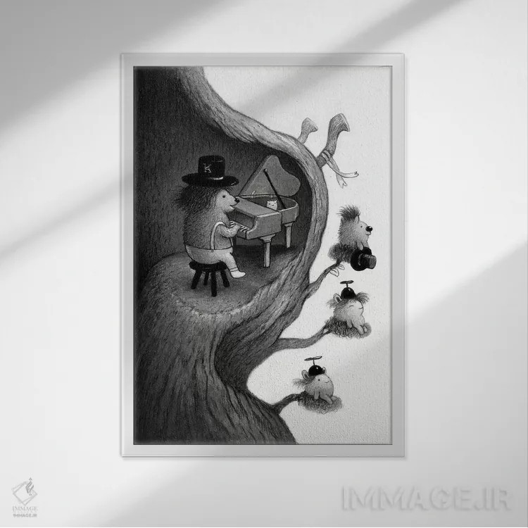 تابلو دکوراتیو ملودی صبحگاهی اثر کریستین آدام - نمای قابدار سفید