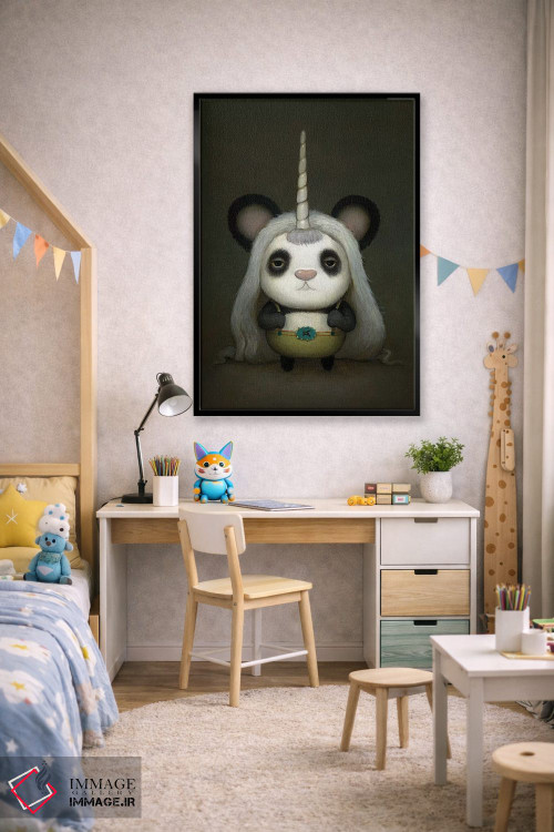 تابلو دکوراتیو پاندای شاخدار کوچک اثر کریستین آدام - D1B