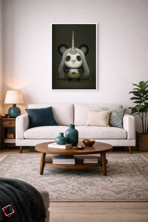 تابلو دکوراتیو پاندای شاخدار کوچک اثر کریستین آدام - D3W