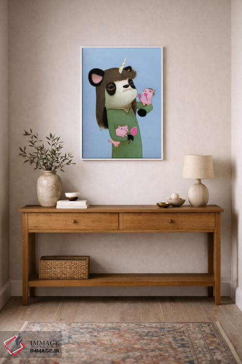 تابلو دکوراتیو خوک های لیس زننده اثر کریستین آدام - D1W