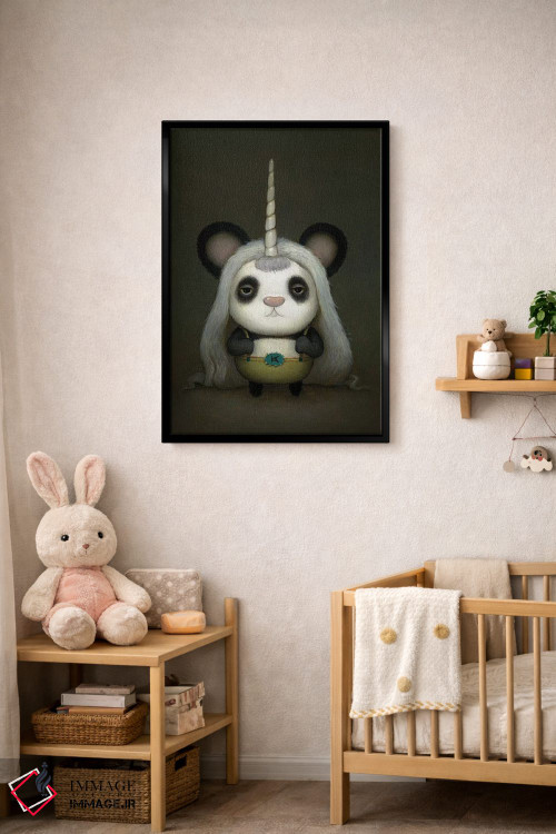 تابلو دکوراتیو پاندای شاخدار کوچک اثر کریستین آدام - D5B