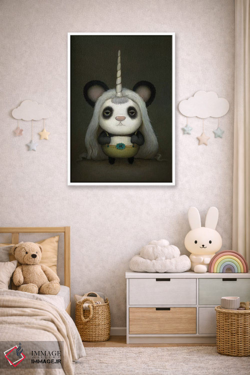 تابلو دکوراتیو پاندای شاخدار کوچک اثر کریستین آدام - D4W
