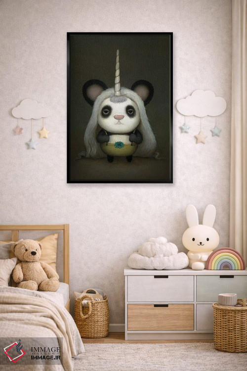 تابلو دکوراتیو پاندای شاخدار کوچک اثر کریستین آدام - D6B