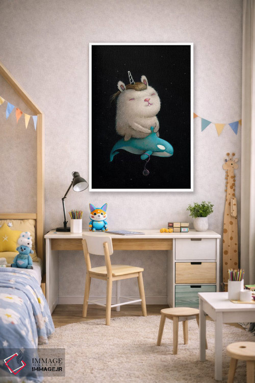 تابلو دکوراتیو نهنگ فضایی اثر کریستین آدام - D1W