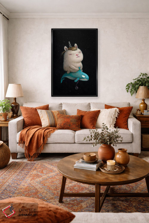 تابلو دکوراتیو نهنگ فضایی اثر کریستین آدام - D5B