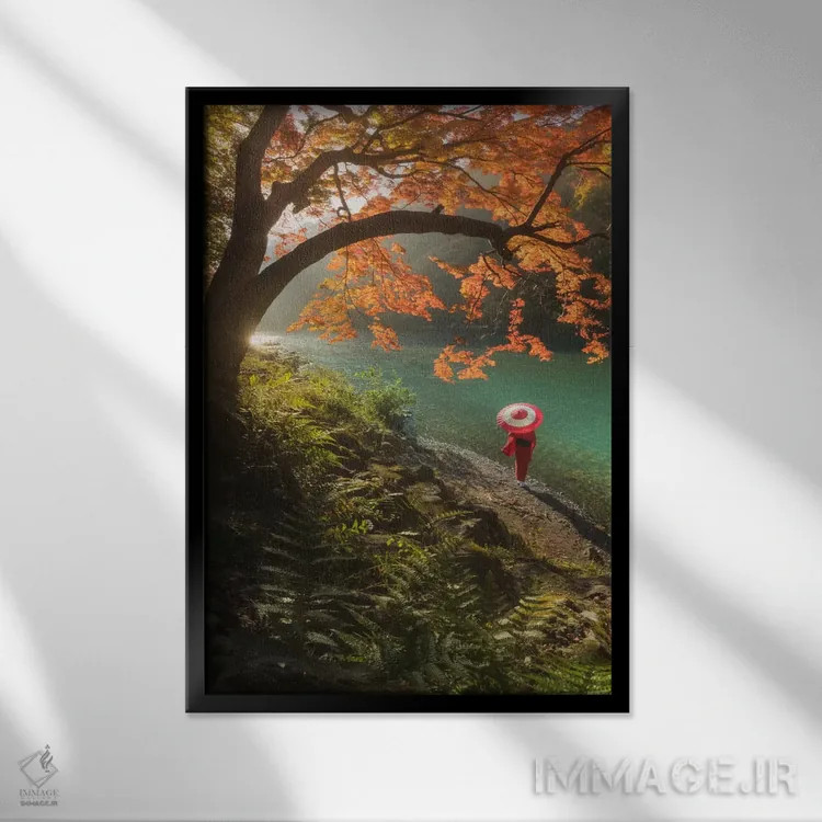 تابلو دکوراتیو پاییز در ژاپن هشتم اثر دنیل کردان - نمای قابدار مشکی