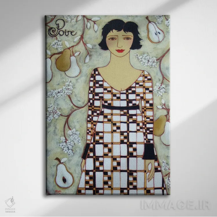تابلو دکوراتیو گلابی اثر کارن ریگر - نمای روبهرو روی دیوار