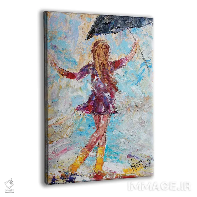 تابلو دکوراتیو رقص باران با چکمه های زرد اثر کارن تارلتون - نمای پرسپکتیو محصول