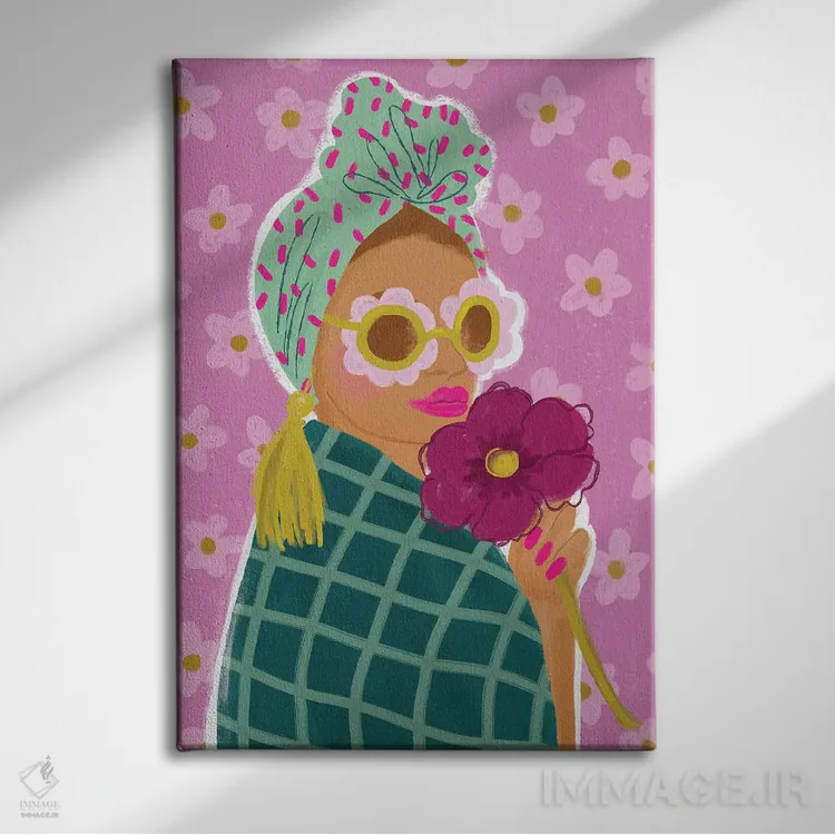 تابلو دکوراتیو دختر هلویی اثر کریستینا هولت کرانتز - نمای روبهرو روی دیوار