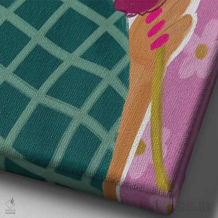 تابلو دکوراتیو دختر هلویی اثر کریستینا هولت کرانتز - نمای نزدیک بافت بوم