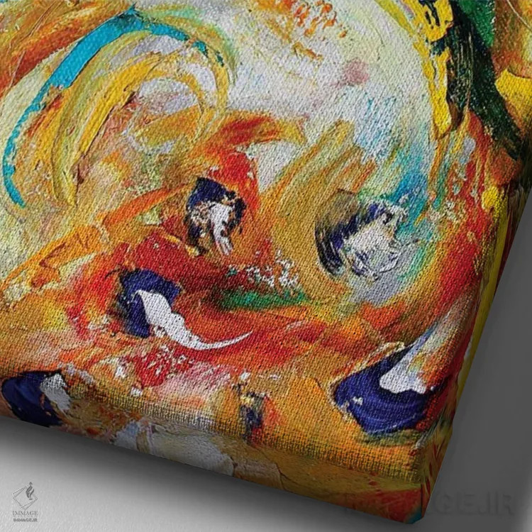 تابلو دکوراتیو ققنوس اثر کارن تارلتون - نمای نزدیک بافت بوم