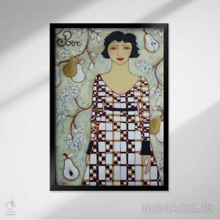 تابلو دکوراتیو گلابی اثر کارن ریگر - نمای قابدار مشکی