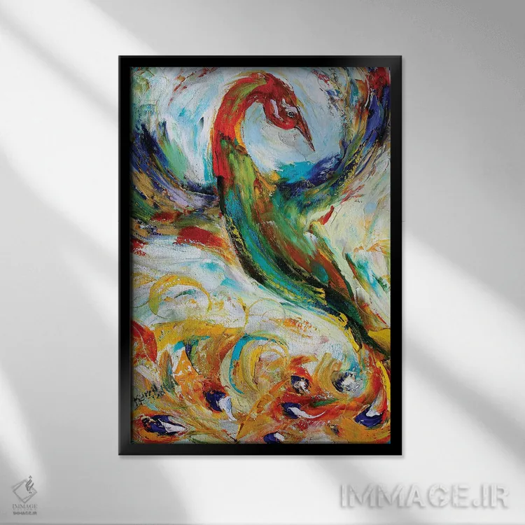 تابلو دکوراتیو ققنوس اثر کارن تارلتون - نمای قابدار مشکی