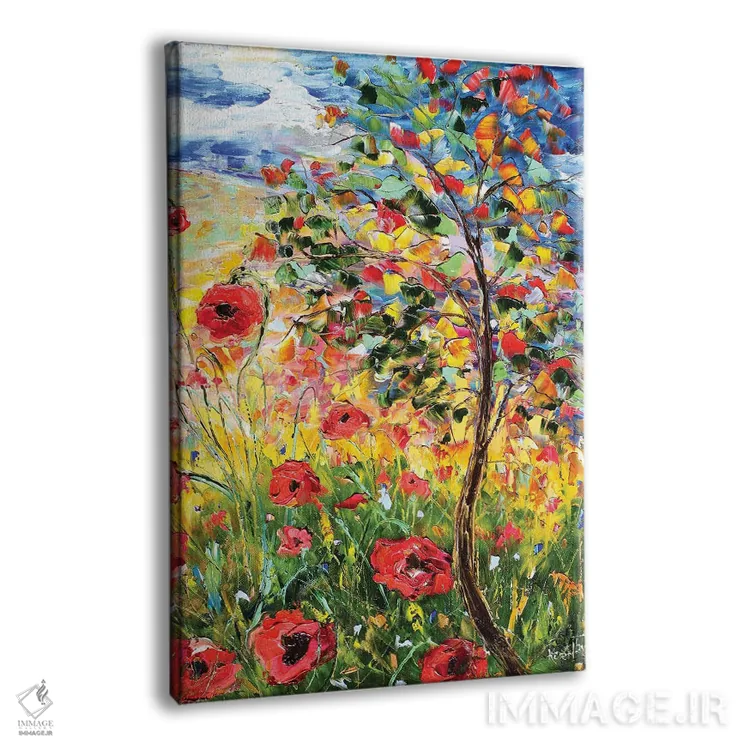 تابلو دکوراتیو شقایق های پروانس اثر کارن تارلتون - نمای پرسپکتیو محصول