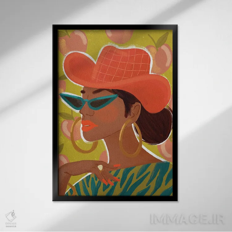 تابلو دکوراتیو دختر گل مروارید اثر کریستینا هولت کرانتز - نمای قابدار مشکی