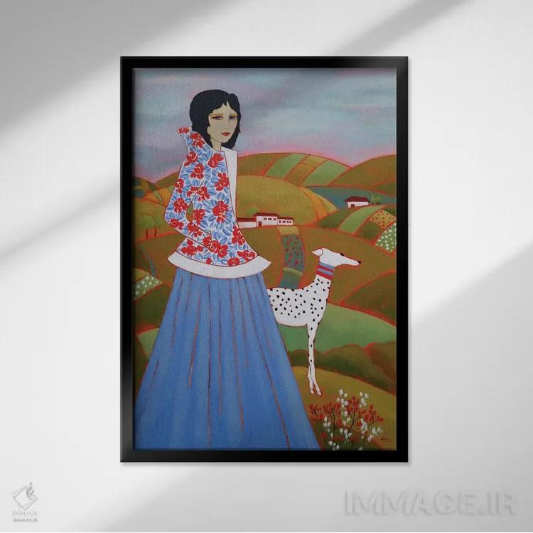 تابلو دکوراتیو قدم زدن عصرگاهی اثر کارن ریگر - نمای قابدار مشکی