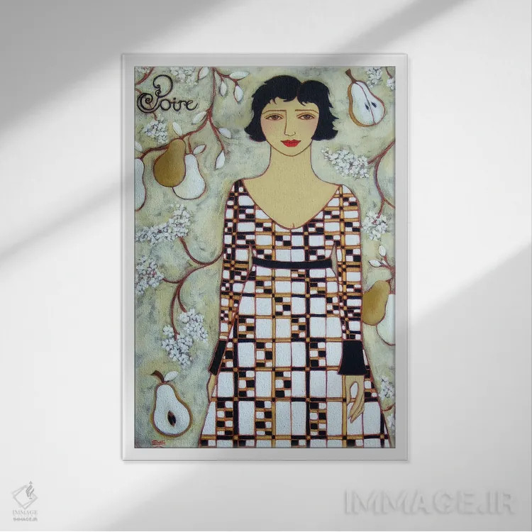 تابلو دکوراتیو گلابی اثر کارن ریگر - نمای قابدار سفید