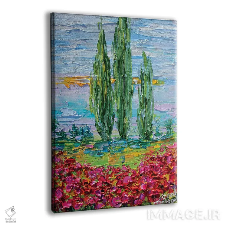 تابلو دکوراتیو منظره شقایق های پروانس اثر کارن تارلتون - نمای پرسپکتیو محصول