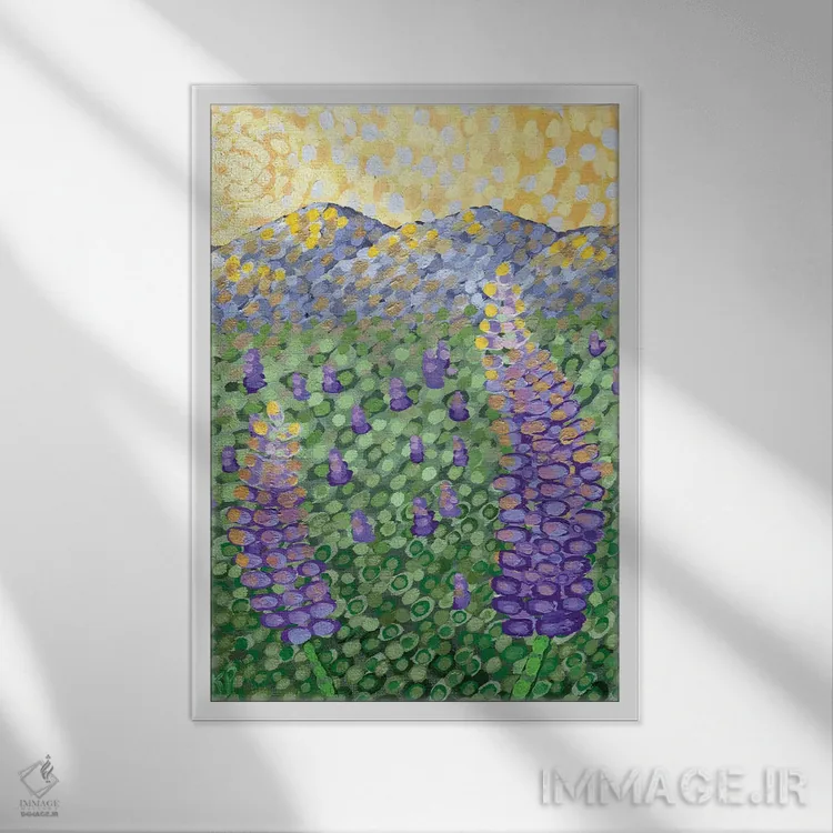 تابلو دکوراتیو ساعت طلایی اثر کریستن لی - نمای قابدار سفید