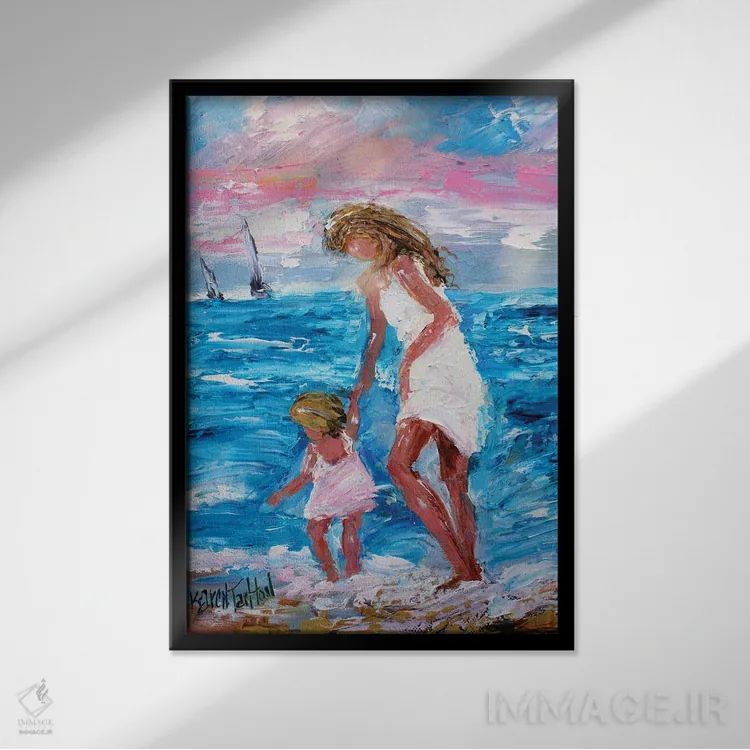 تابلو دکوراتیو عشق مادرانه اثر کارن تارلتون - نمای قابدار مشکی