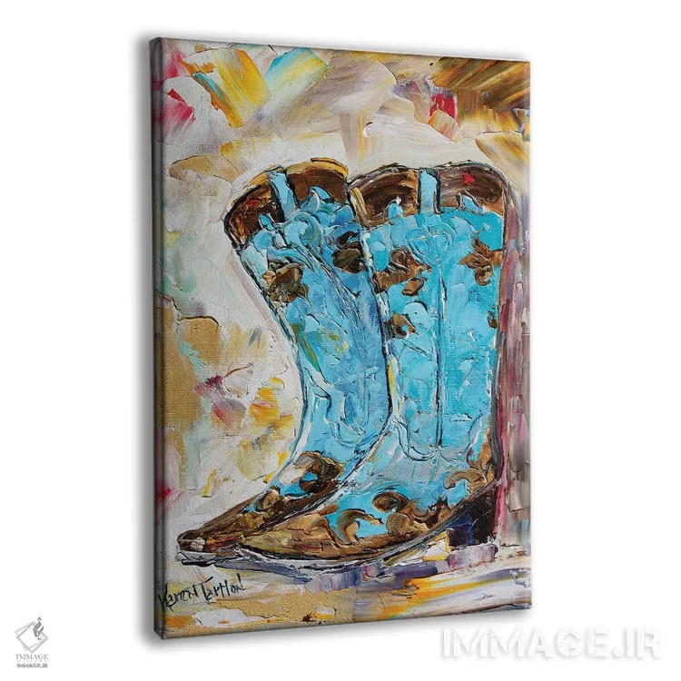 تابلو دکوراتیو چکمه های گاوچرانی اثر کارن تارلتون - نمای پرسپکتیو محصول