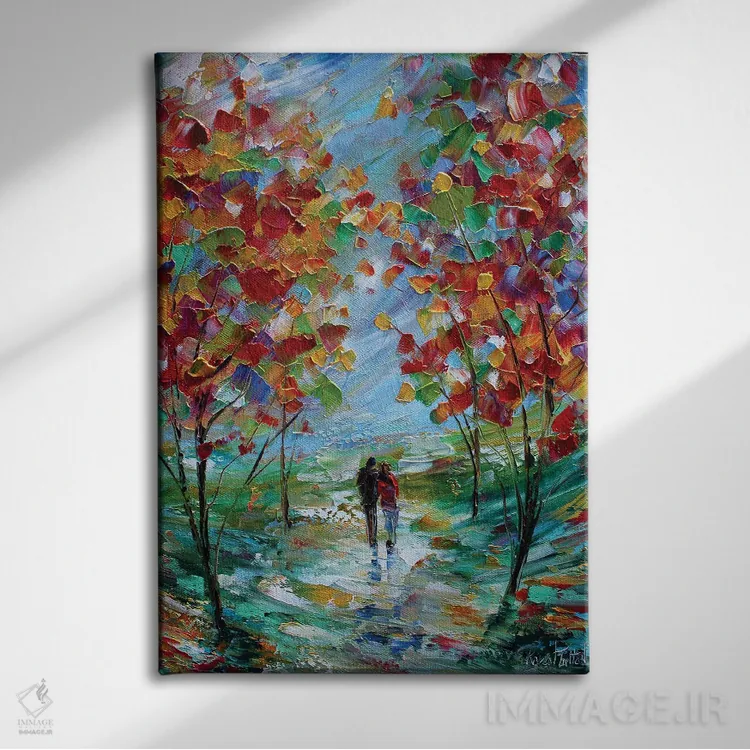 تابلو دکوراتیو عشق رنگارنگ اثر کارن تارلتون - نمای روبهرو روی دیوار