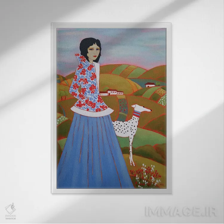 تابلو دکوراتیو قدم زدن عصرگاهی اثر کارن ریگر - نمای قابدار سفید