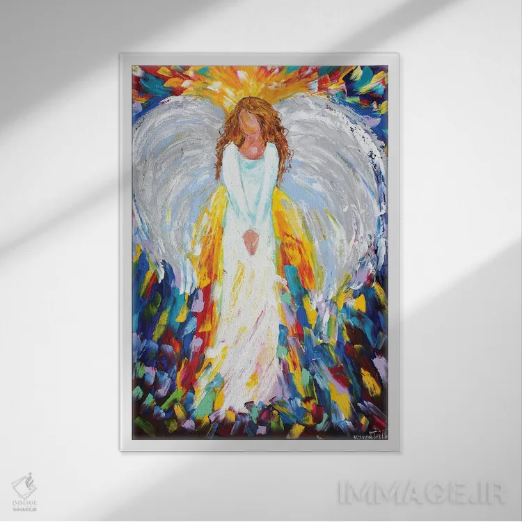 تابلو دکوراتیو فرشته امید اثر کارن تارلتون - نمای قابدار سفید