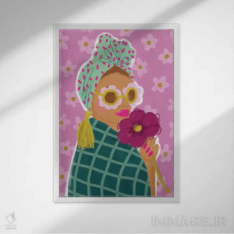 تابلو دکوراتیو دختر هلویی اثر کریستینا هولت کرانتز - نمای قابدار سفید