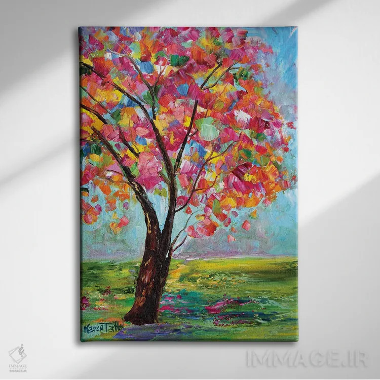 تابلو دکوراتیو درخت بهاری اثر کارن تارلتون - نمای روبهرو روی دیوار