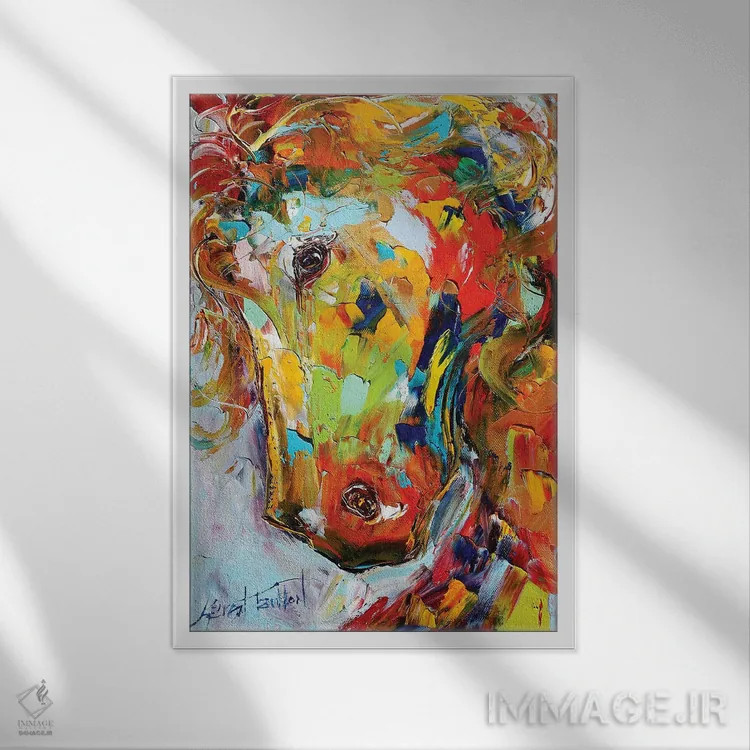 تابلو دکوراتیو پرتره اسب اثر کارن تارلتون - نمای قابدار سفید