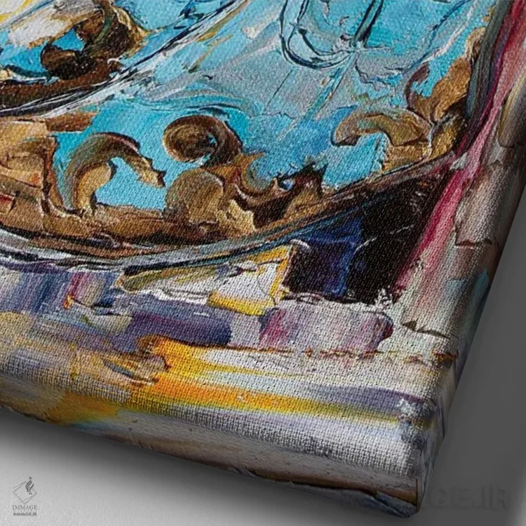 تابلو دکوراتیو چکمه های گاوچرانی اثر کارن تارلتون - نمای نزدیک بافت بوم