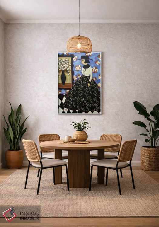 تابلو دکوراتیو زن با گل های رز سفید اثر کارن ریگر - D3W