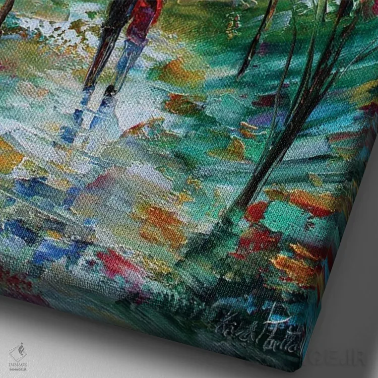 تابلو دکوراتیو عشق رنگارنگ اثر کارن تارلتون - نمای نزدیک بافت بوم