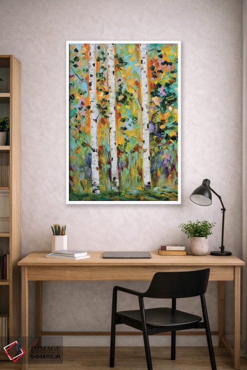 تابلو دکوراتیو درختان غان پاییزی اثر کارن تارلتون - D1W