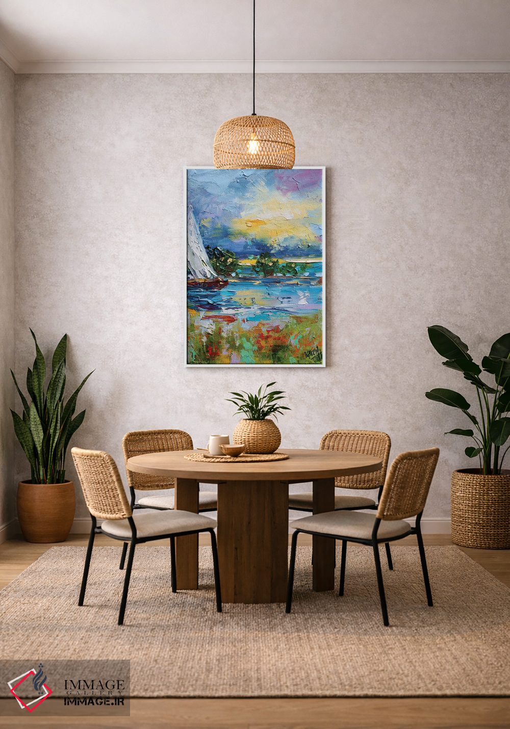 تابلو دکوراتیو حرکت به سوی غروب با قایق اثر کارن تارلتون - D2W