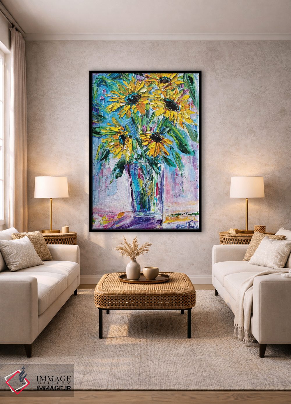 تابلو دکوراتیو آفتابگردان های درخشان اثر کارن تارلتون - D2B