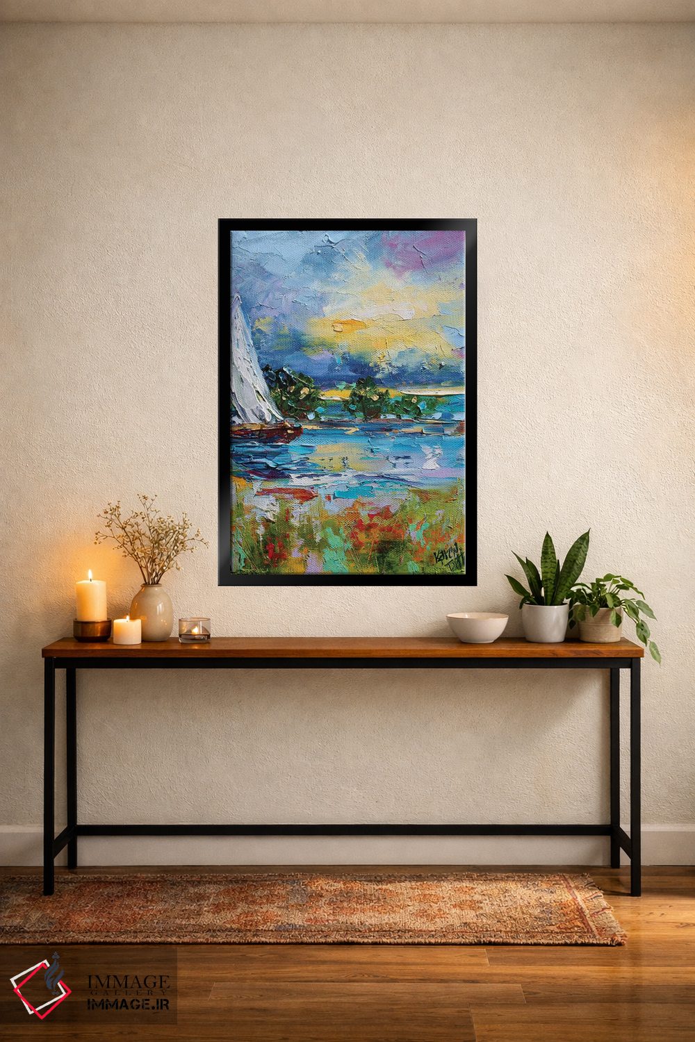 تابلو دکوراتیو حرکت به سوی غروب با قایق اثر کارن تارلتون - D4B