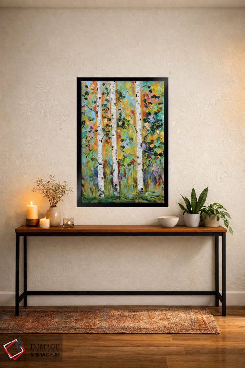 تابلو دکوراتیو درختان غان پاییزی اثر کارن تارلتون - D4B