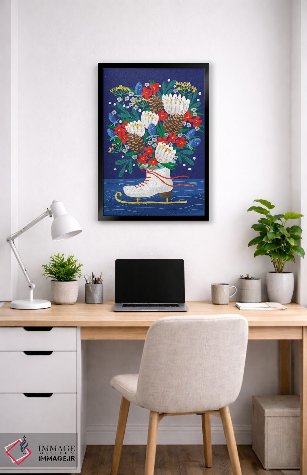 تابلو دکوراتیو دسته گل کریسمس اثر کریستینا هولت کرانتز - D5B