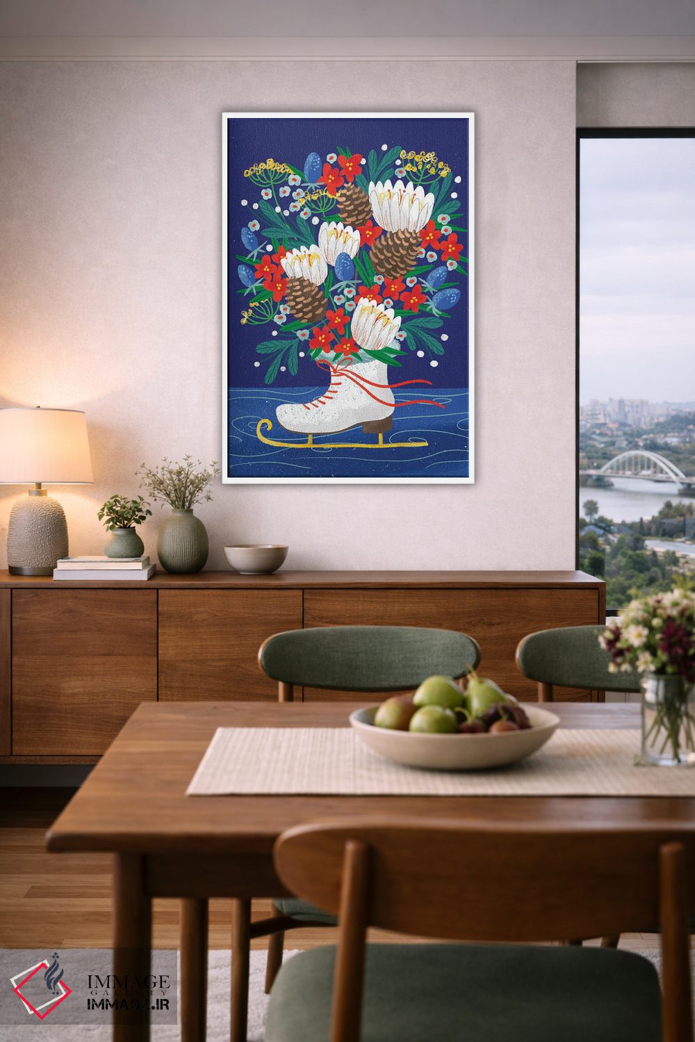 تابلو دکوراتیو دسته گل کریسمس اثر کریستینا هولت کرانتز - D6W